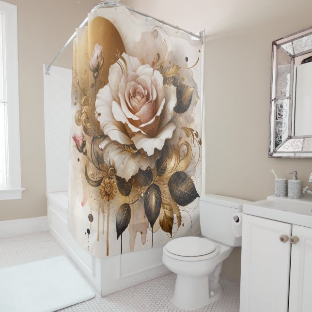 Cortina Para Box Dourado e Rosa de caxemira (In Situ)