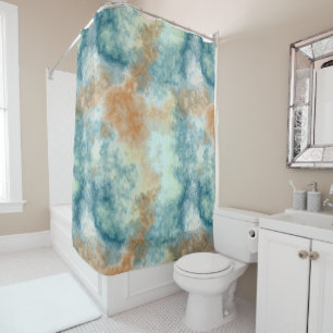 Cortina Para Box Dourado e Teal Bath