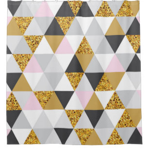 Cortina Para Box Dourado mármore, textura geométrica perfeita