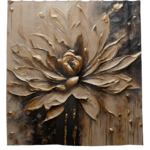Cortina Para Box Dourado Preto Bege Marrom Abstrato
