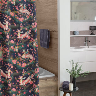 Cortina Para Box Dragões Rosa e Blossomas de Cereja