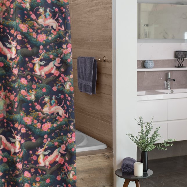 Cortina Para Box Dragões Rosa e Blossomas de Cereja (Criador carregado)