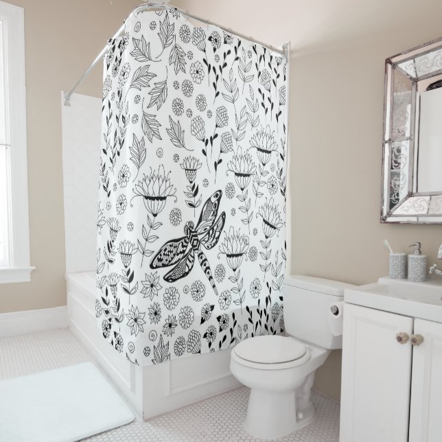 Cortina Para Box Dragonfly e flores (In Situ)