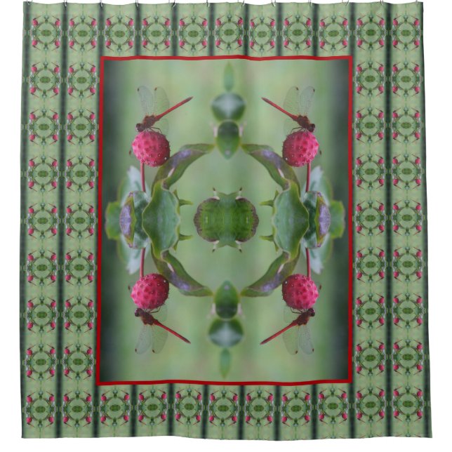 Cortina Para Box Dragonfly Vermelha Na Fruta Dogwood (Frente)