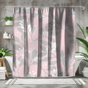 Cortina Para Box Dreamical Botanical: Canvas rosa com folhas de Cin