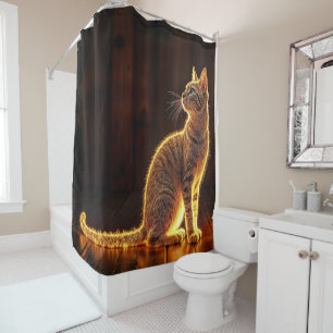 Cortina Para Box Dreamine feline gold cat retrata lindos animais de