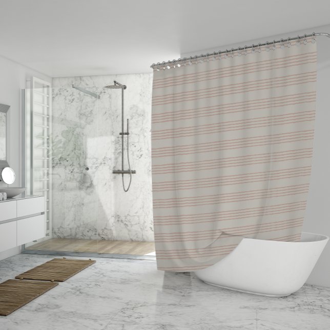 Cortina Para Box Dusty Rosa Modern Minimalist Stripe Boho (Dusty Rose Modern Minimalist Stripe Boho Shower Curtain)