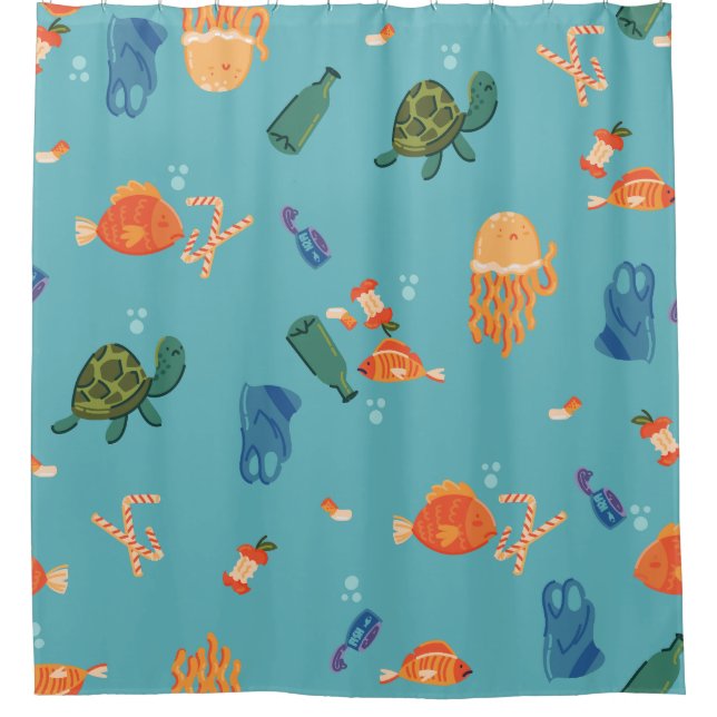 Cortina Para Box earth day underwater pollution blue (Frente)