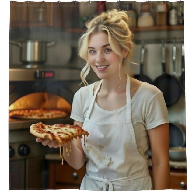 Cortina Para Box Eating Pizza Photo Personalize Customize (Frente)