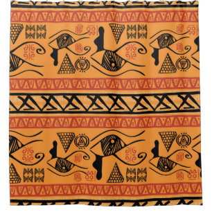 Cortina Para Box Egípcio Striped, Tribal Vintage Motif.