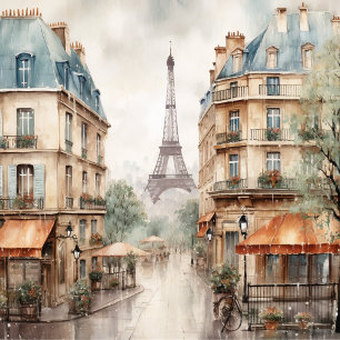 Cortina Para Box Eiffel Tower Rainy Day Paris