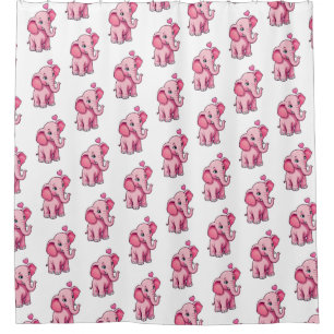 Cortina Para Box Elefante De Bebê Cor-De-Rosa E Bonita Com Amor