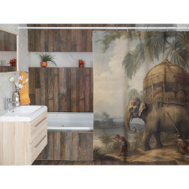 Cortina Para Box Elefante de cena botânica com howdah também