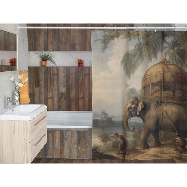 Cortina Para Box Elefante de cena botânica com howdah também (Criador carregado)