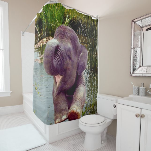 Cortina Para Box Elefante e água (In Situ)