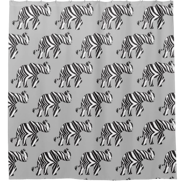 Cortina Para Box Elefante na Impressão Zebra (Frente)