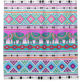 Cortina Para Box Elefantes com Padrão Aztec