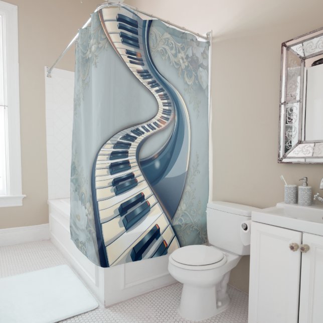 Cortina Para Box Elegance in piano keys and blossoms.  (In Situ)