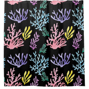 Cortina Para Box Elegância de recifes de coral: Padrão de Aquarela