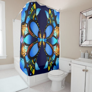 Cortina Para Box Elegância Elétrica: Néon Blue brilha Banheiro
