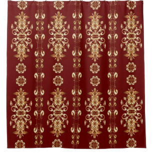Cortina Para Box Elegância ouro: Padrão Oriental Clássico.