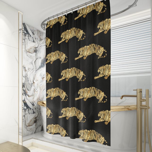 Cortina Para Box Elegant Black Gold Tiger Pattern (Criador carregado)