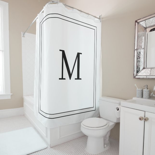 Cortina Para Box Elegant Black &White Initial Monogram  (In Situ)