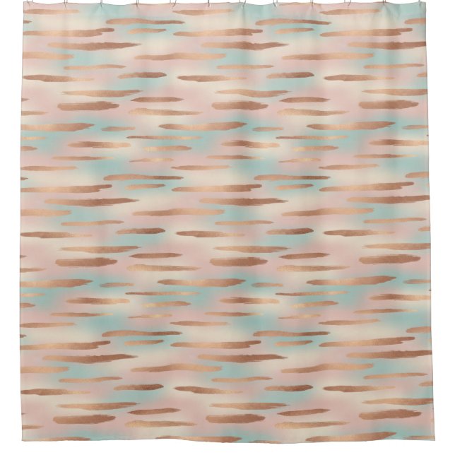 Cortina Para Box Elegant Blush Pink, Aqua & Gold Seamless Pattern (Frente)