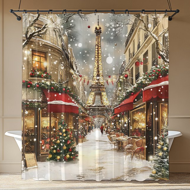 Cortina Para Box Elegant Christmas in Paris Holiday  (Elegant Christmas in Paris Holiday Shower Curtain)