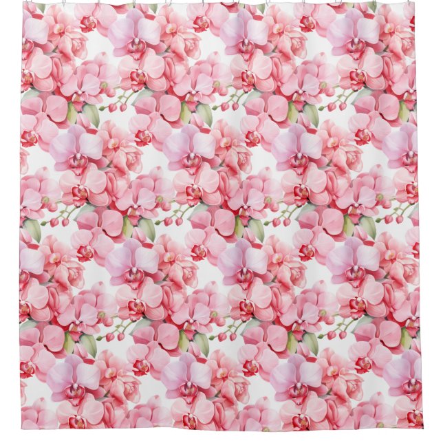 Cortina Para Box Elegant Pink Orchids Shower Curtain (Frente)