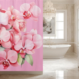 Cortina Para Box Elegant Pink Orchids Shower Curtain