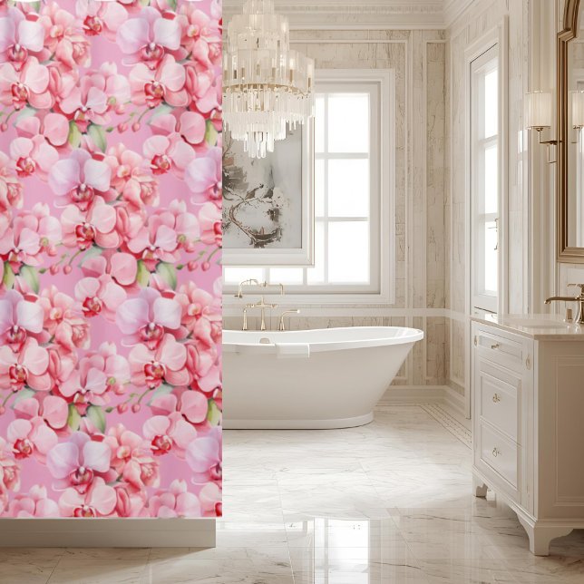 Cortina Para Box Elegant Pink Orchids Shower Curtain (Criador carregado)