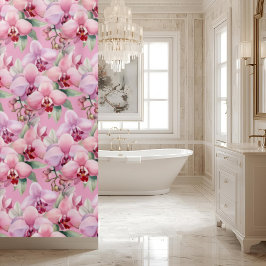 Cortina Para Box Elegant Pink Orchids Shower Curtain