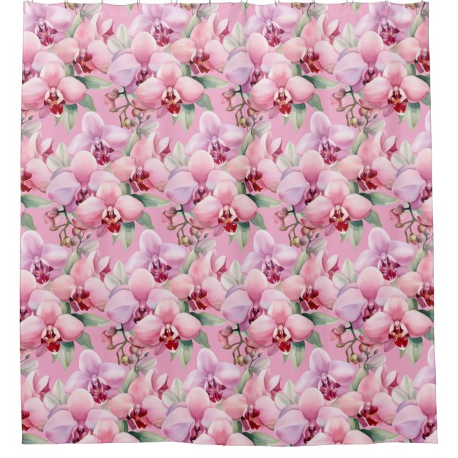 Cortina Para Box Elegant Pink Orchids Shower Curtain (Frente)