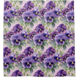 Cortina Para Box Elegant Purple Pansy Shower Curtain