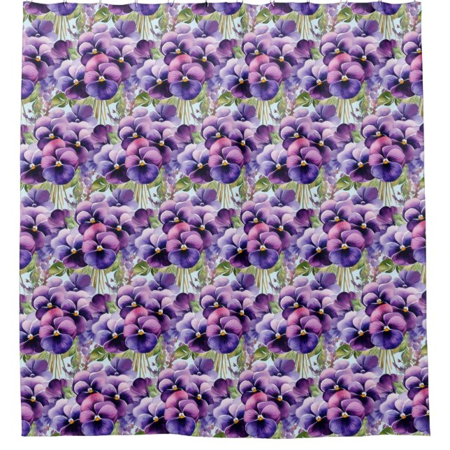 Cortina Para Box Elegant Purple Pansy Shower Curtain (Frente)