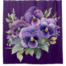 Cortina Para Box Elegant Purple Pansy Shower Curtain