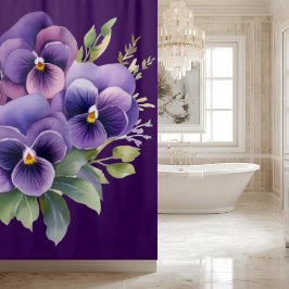 Cortina Para Box Elegant Purple Pansy Shower Curtain