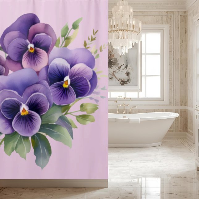 Cortina Para Box Elegant Purple Pansy Shower Curtain (Criador carregado)