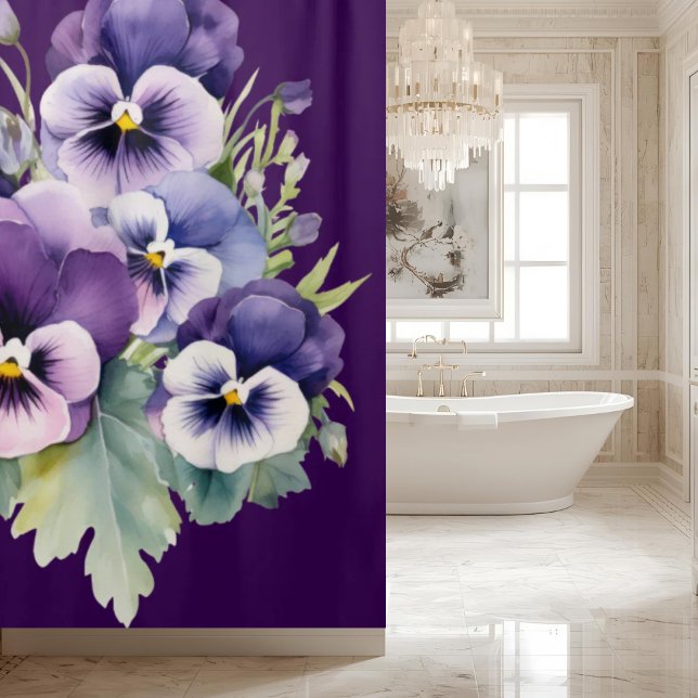 Cortina Para Box Elegant Purple Pansy Shower Curtain (Criador carregado)