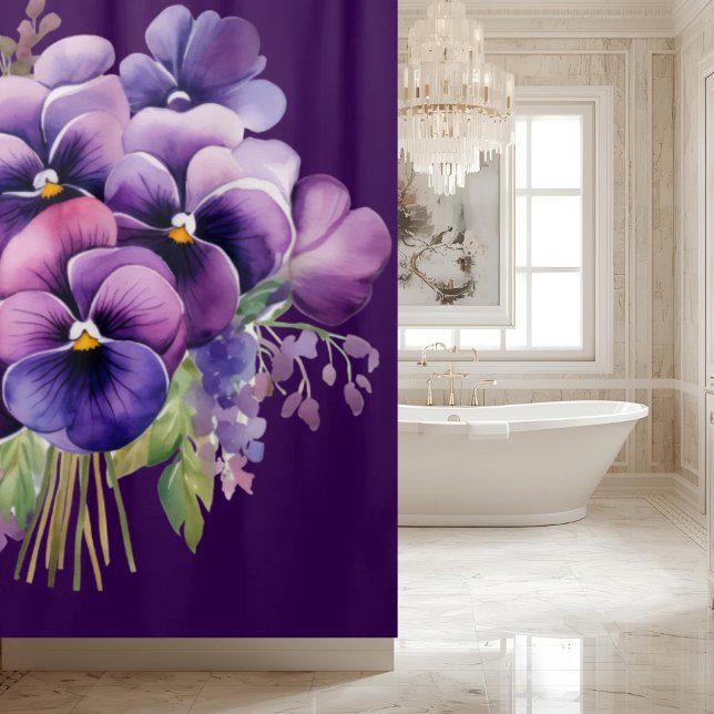 Cortina Para Box Elegant Purple Pansy Shower Curtain (Criador carregado)