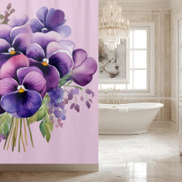 Cortina Para Box Elegant Purple Pansy Shower Curtain