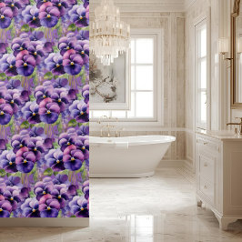 Cortina Para Box Elegant Purple Pansy Shower Curtain