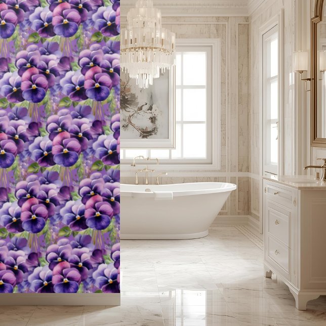 Cortina Para Box Elegant Purple Pansy Shower Curtain (Criador carregado)