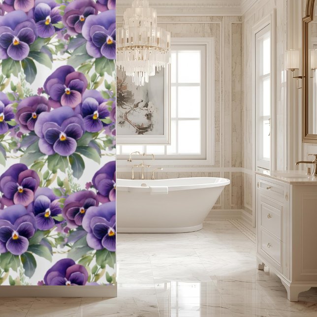 Cortina Para Box Elegant Purple Pansy Shower Curtain (Criador carregado)