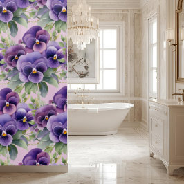 Cortina Para Box Elegant Purple Pansy Shower Curtain