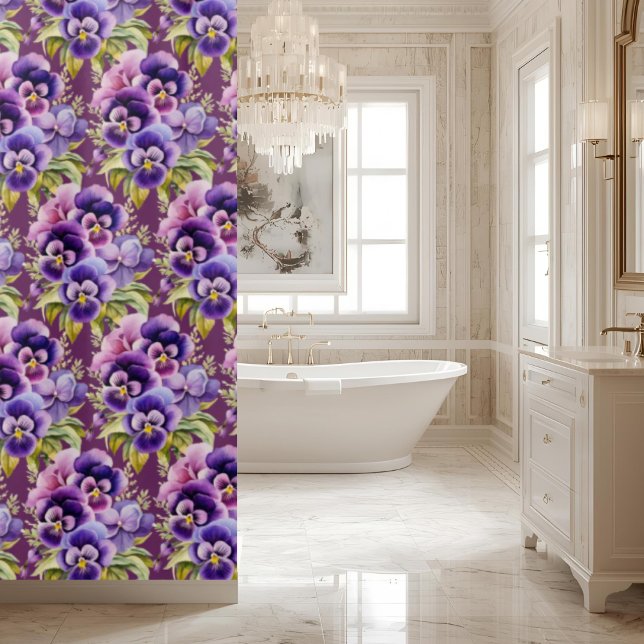 Cortina Para Box Elegant Purple Pansy Shower Curtain (Criador carregado)
