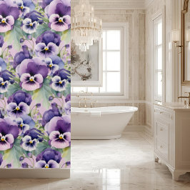 Cortina Para Box Elegant Purple Pansy Shower Curtain