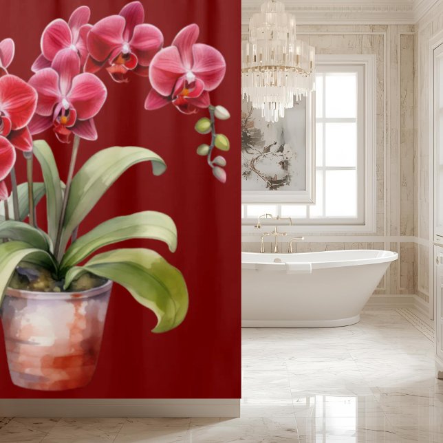 Cortina Para Box Elegant Red Orchids Shower Curtain (Criador carregado)