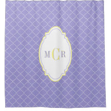Elegante Azul Francês Amarelo Branco Treliça Monog